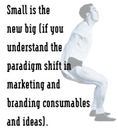 Small is the new big (if you understand the 
paradigm shift in marketing and branding consumables and ideas).