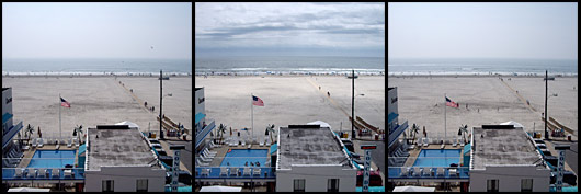 View of the beach from our balcony through out the day.