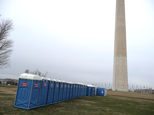 Porta-potties next to Washington Monument